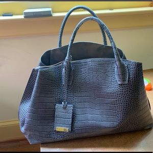 Iacucci croc grey leather trapeze satchel